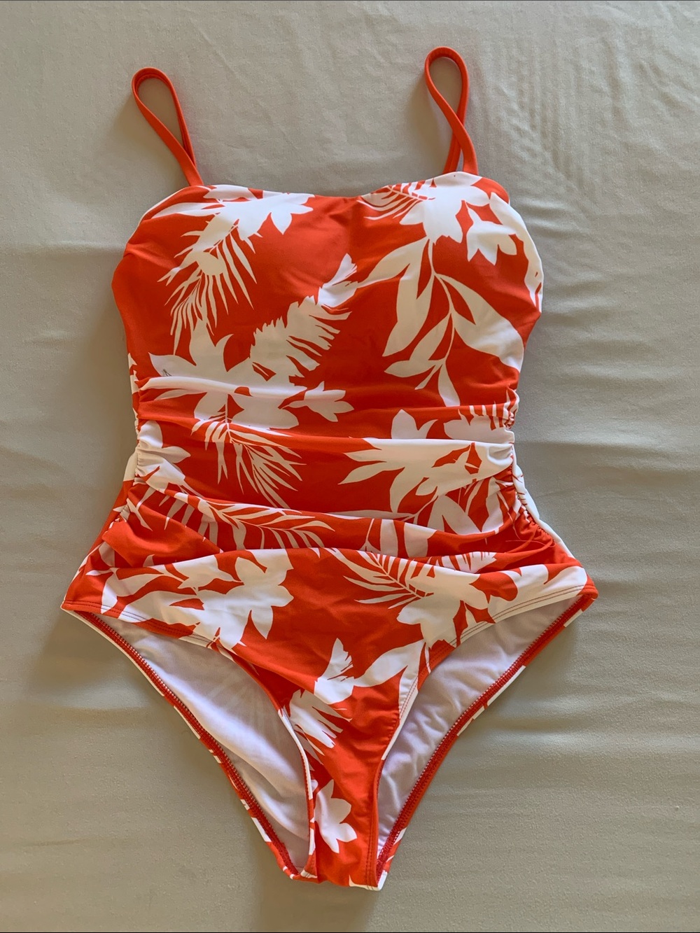 Orange & White Tropical One-Piece Swimsuit